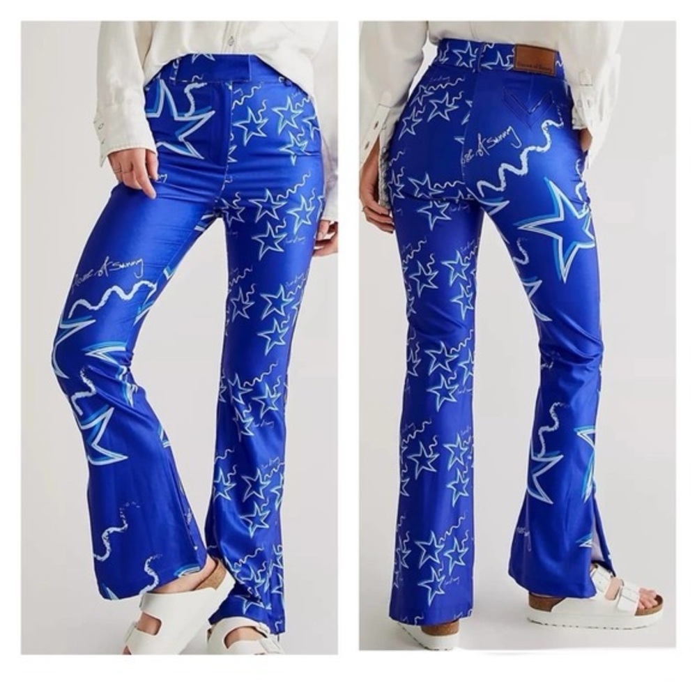 Free People House of Sunny Infinity Party Stretch Flare Zipper Hem Pants Size 8